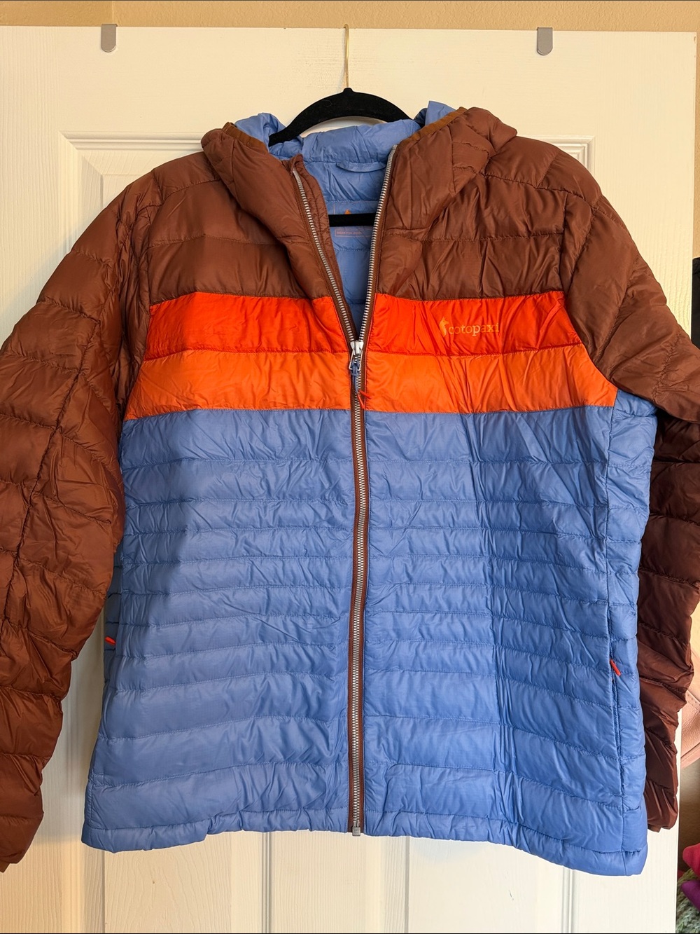Cotopaxi Colorblock Puffer Jacket - Brown, Orange, Blue